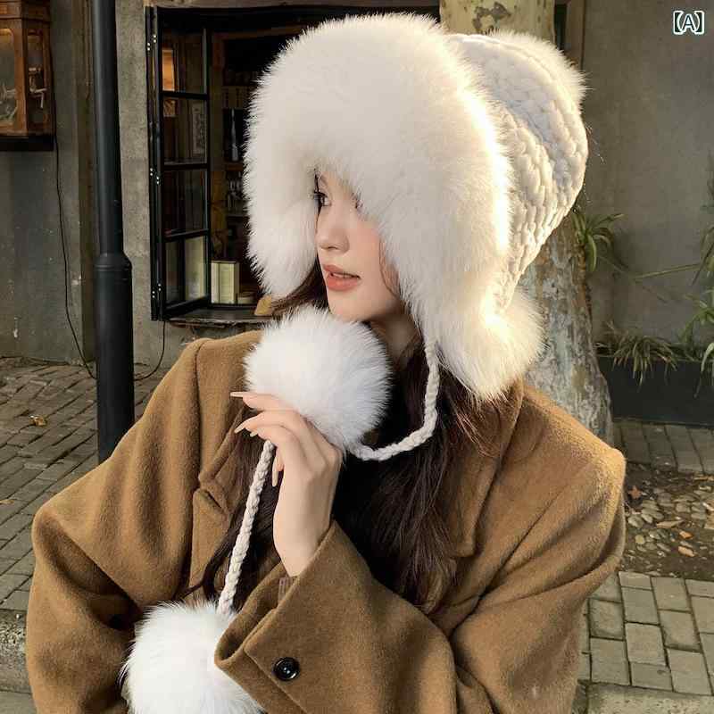 フライトキャップ 帽子 レディース 防寒 冬 厚手 ポンポン付き 耳あて ロシアンハ...