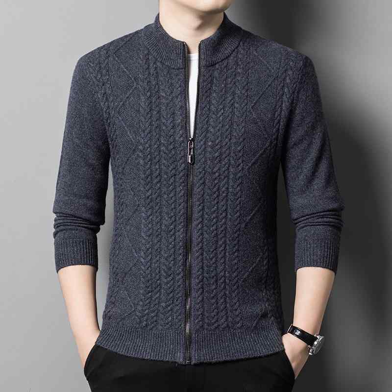 ニット セーター メンズ 50代 羊毛 カシミヤ ハーフジップ ジャケット カーディガン アウター 厚手 トップス 防寒 カジュアル ビジネス 普段使い 通勤 紳士 父親 ギフト プレゼント 秋 冬 チャコール グレー vision-stores-10551704 ビジョンストア パッケージ画像
