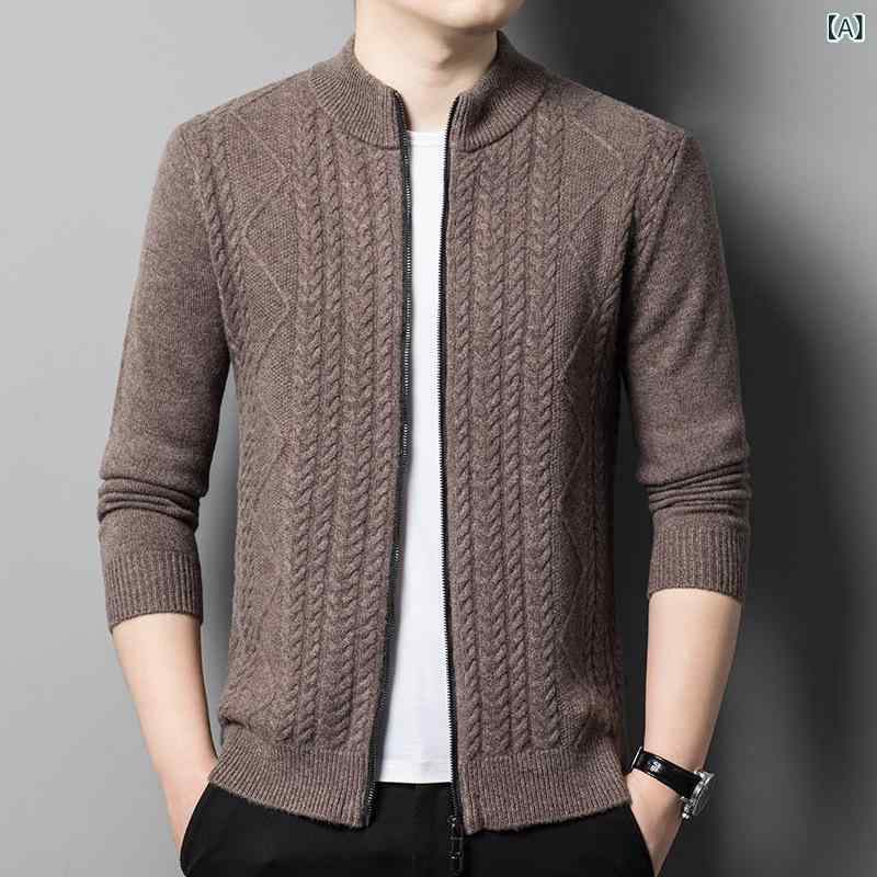 ニット セーター メンズ 50代 羊毛 カシミヤ ハーフジップ ジャケット カーディガン アウター 厚手 トップス 防寒 カジュアル ビジネス 普段使い 通勤 紳士 父親 ギフト プレゼント 秋 冬 チャコール グレー vision-stores-10551704 ビジョンストア サンプル画像2