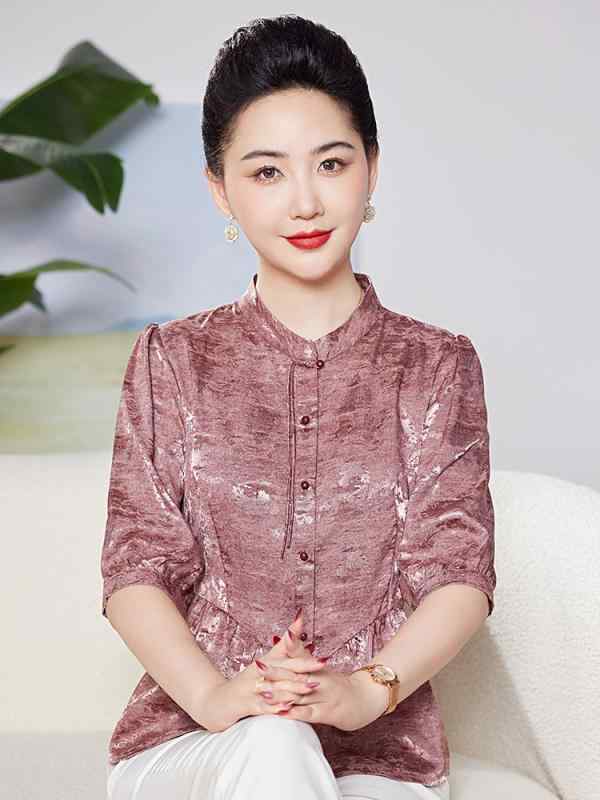 レディース トップス 50代 シャツ ブラウス 接触冷感 新中式 上衣 ぽわん袖 ミセス シニア 半袖 薄手 無地 お出かけ 旅行 普段使い ハイミセス 大人 通勤 きれいめ おしゃれ ゆったり 体型カバー 夏 vision-stores-10559751 ビジョンストア パッケージ画像