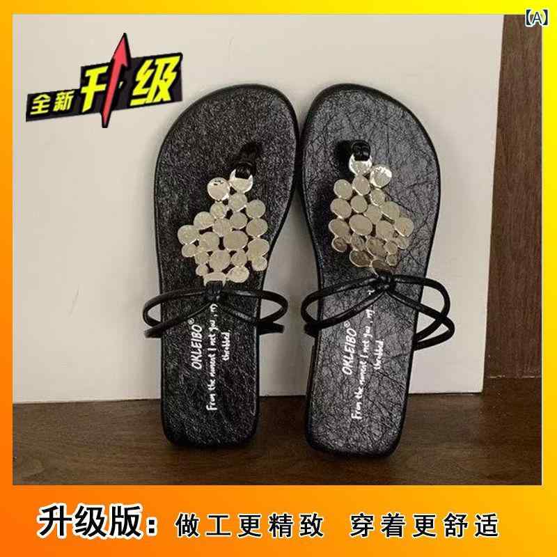 ・カテゴリ: サンダル・スタイル: カジュアル、韓国風・流行要素: スパンコール・アッパー素材: 合成皮革・ソール素材: ゴム・柄: 無地・機能: 軽量、防滑、耐磨耗・カラー展開: ブラック、アイボリー、シルバー、ダークブラウン・サイズ展開: 35, 36, 37, 38, 39, 40