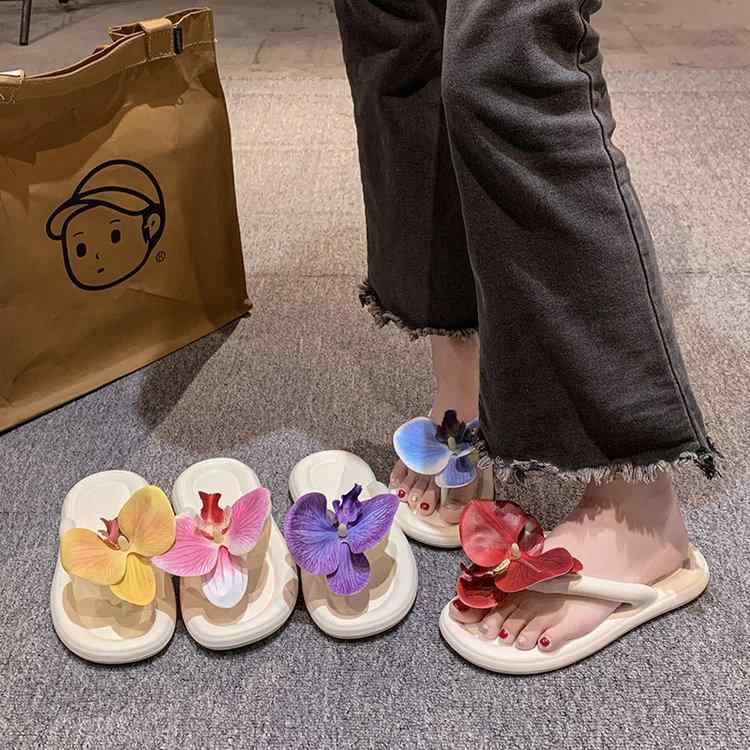サンダル 厚底 トングサンダル レディース フラワー 花柄 ビーチ サボ ビーサン 痛...