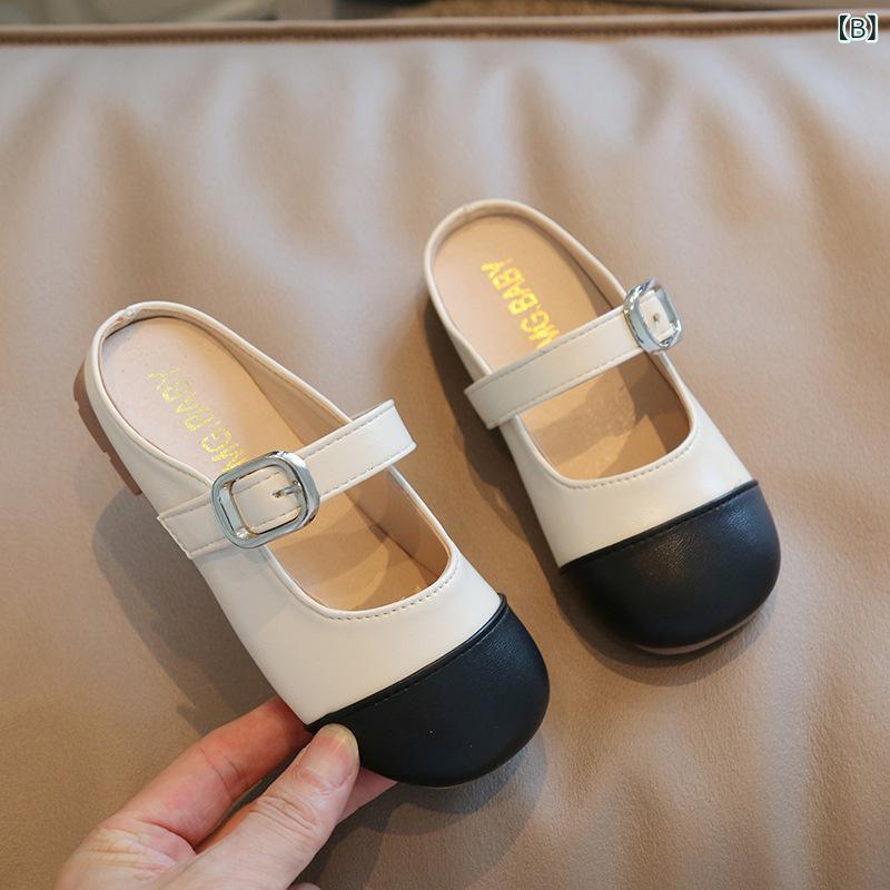 サンダル キッズ 女の子 シューズ つま先ガード サボサンダル スリッポン ぺたんこ フラットシューズ 履きやすい 脱ぎやすい 柔らかい 切り替え バイカラー 韓国風 おしゃれ かわいい お出かけ 通園 夏 ピンク ベージュ vision-stores-10564156 ビジョンストア サンプル画像2