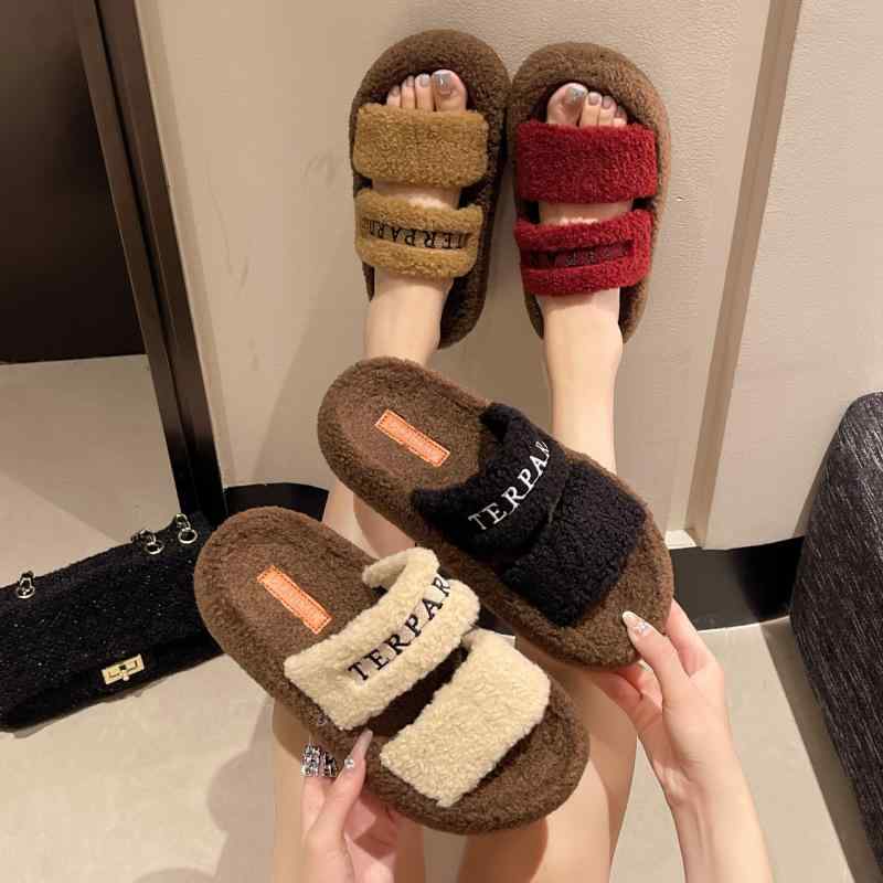 サンダル スリッパ レディース ルームシューズ 厚底 もこもこ ボア ファー あった...