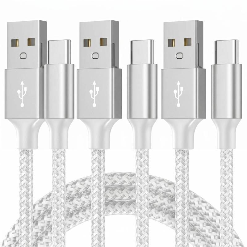 USB Type-C ケーブル 【3本セット】 3A急速充電 QC3.0対応 USB2.0規格データ転送 USB-C &amp; USB-A 高耐久ナイロン編み iPhone16/ Galaxy/Xperia/Pixel/AQUOS/X等USB-C機種対