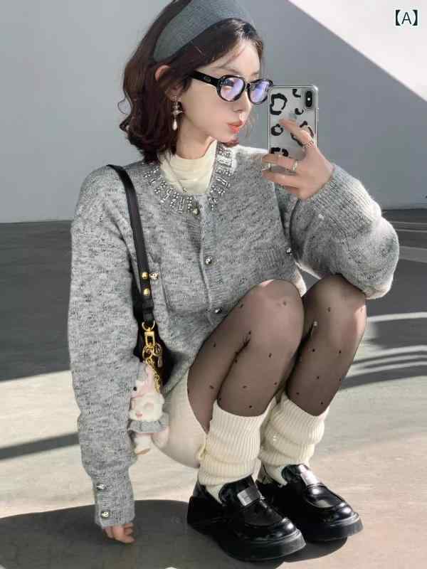 Iu 系 高級 デザイン 感 グレー 小香 風 ニット 上着 女性 開 春秋 独特超 きれい セーター カーディガン vision-stores-10581952 ビジョンストア パッケージ画像