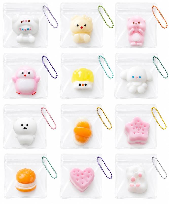 CHALAN ミニ スクイーズ キーホルダー 12個セット ぷにぷに チャーム もちもち 水感 ボールチェーン付き 食べ物 暇つぶし 癒しグッズ 握る玩具 ストレス解消 面白い 感覚玩具 おもちゃ 柔らか vision-stores-10585471 ビジョンストア サンプル画像3