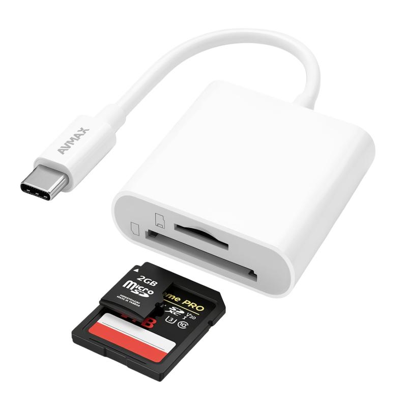 AVMAX SDカードリーダーAVMAX SD/TFカードリーダー USB C OTG機能付き双方向転送 USB C変換アダプタ スマホメモリーカードリーダー デュアルスロット&amp; MicroSD/SDHC SDXC用 ノートパソコン PC iPhone17/16/15 MacBook Pro/Air iPad Pro Androidに対応