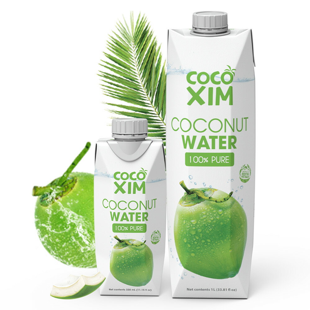 まとめ買いでお安く COCOXIM ココシン 100％ナチュラル ココナッツウォーター330ml 12本入りx2箱セット テトラパック入り