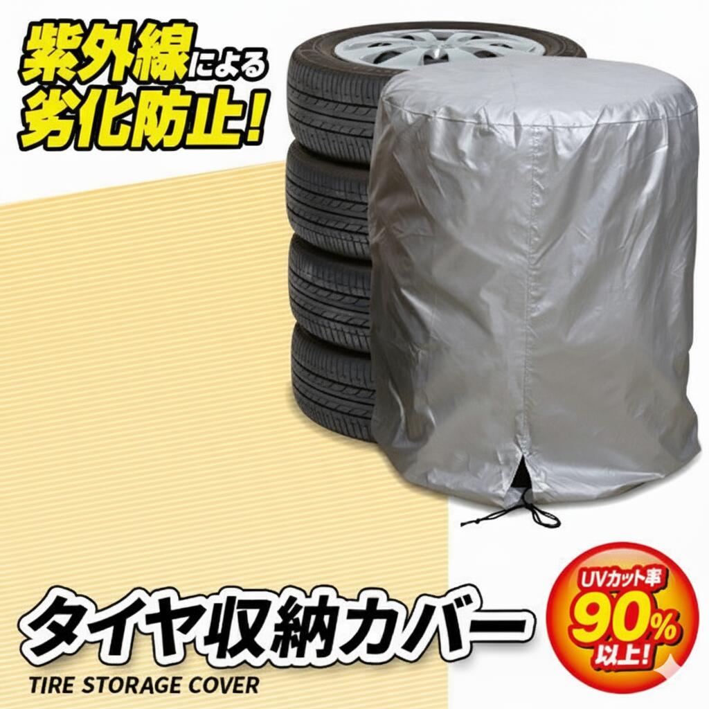 普通自動車 タイヤカバー 4本 タイヤ 保管 紫外線 劣化防止 スタッドレスタイヤ 収納カバー 屋外保管用..