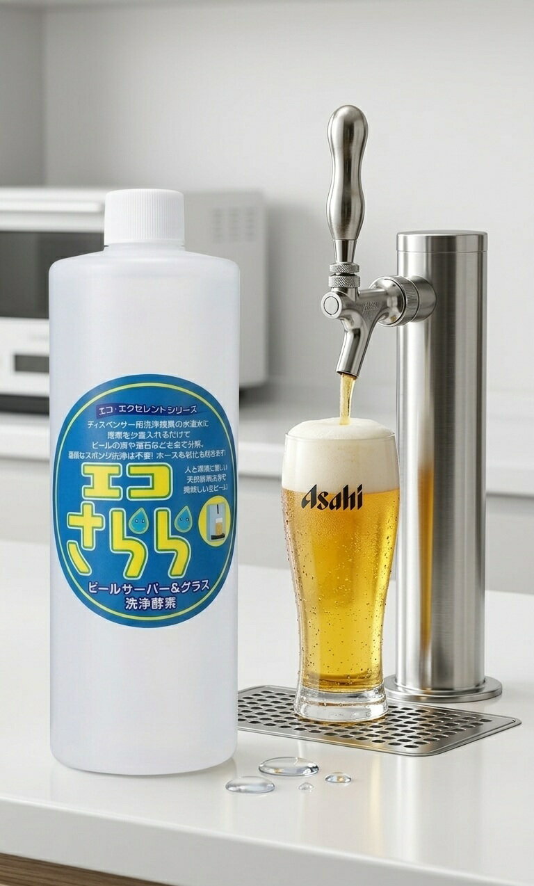 【楽天スーパーSALE_10%OFF】業務用 ビールサーバー 洗浄液 ビール洗浄液 エコさらら 500m l洗剤不使用 生ビールサーバー 経由管 有機汚染源を 天然酵母でスッキリ 居酒屋 BAR ホテル 旅館 温泉