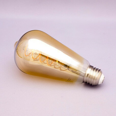 Rakuten - LED電球 LEDスパイラルフィラメント電球 4W/E26 エジソンランプ型シャンデリア電球 AMBER アンバー 琥珀色 バルブ ※電球のみの注文不可