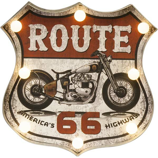 【ATC】【2個セット】アメリカンクラシック LEDサイン ライト 看板 【ROUTE 66 Motorcycle】