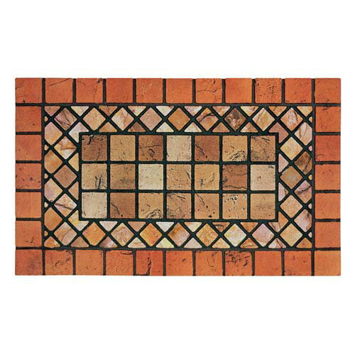 ドアマット　屋外用　玄関クリーンマット石タイル調（テラコッタ）