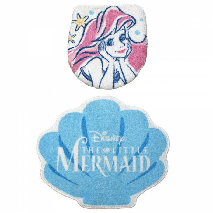 トイレ2点セット(洗浄・暖房便座用フタカバー＆トイレマット) ディズニー リトルマーメイド アリエル S..