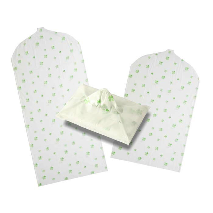 ティッシュ式洋服カバー クローバー柄 30枚セット （ショート丈25枚 ロング丈5枚）日本製 クローゼット 洋服ダンス ハンガーラックの収納に