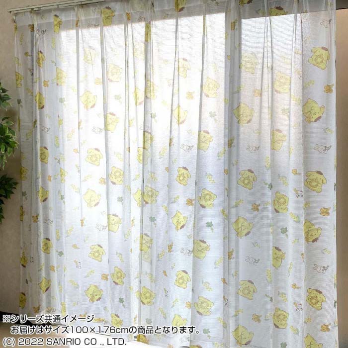 171 cm - 178 cm - サンリオ ポムポムプリン レースカーテン 2枚組 100×176cm SB-609-S