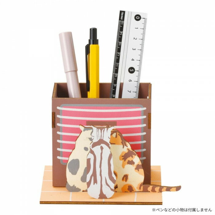 【楽天スーパーSALE_10%OFF】セトクラフト ペンスタンド ストーブ猫 W23-0002 卓上 机上 整理 ペン立て かわいい ネコ ねこ 木製パズル 組...
