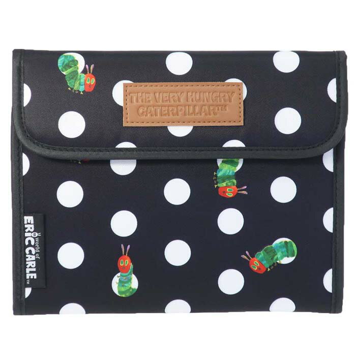 母子手帳ケース はらぺこあおむし マルチケース ジャバラ ドット koz-y-13057 ブラック 水玉柄 おくすり手帳ケース 通院ポーチ 診察券 通帳ケース マザーケース マザーポーチ 【メール便送料無料】