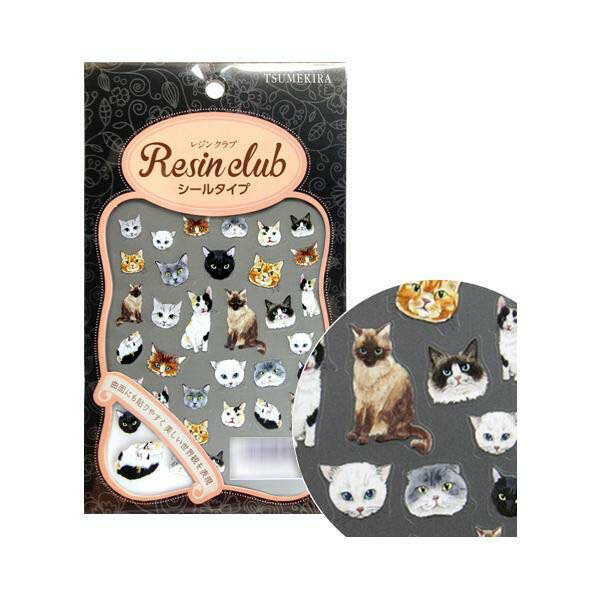 レジンクラブ レジンシール 猫 (両面印刷) RC-CAT-101 ねこ ネコ 顔 封入 薄い しなやか 高品質 送料無料（普通郵便）