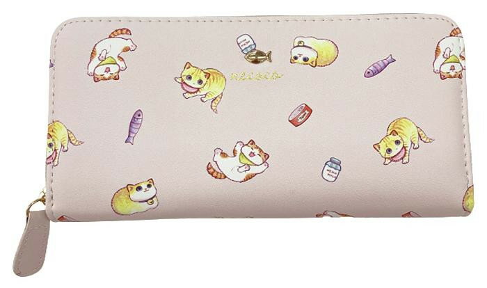 Rakuten - necoco ラウンド長財布 A48-11 ピンク ラウンドファスナー ネコ柄 ねこ柄 猫グッズ 猫好きさん 猫派【メール便 送料無料】