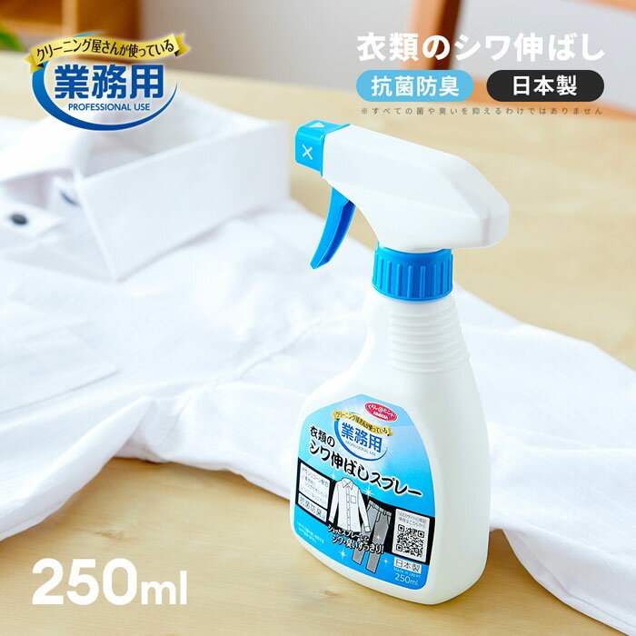 シワ取りスプレー 抗菌 消臭スプレー 衣類のシワ伸ばしスプレー A-02 1009859 250ml 衣類のにおい取り 服 スカート 上着 背中 しわ シワ 伸ばす 見た目