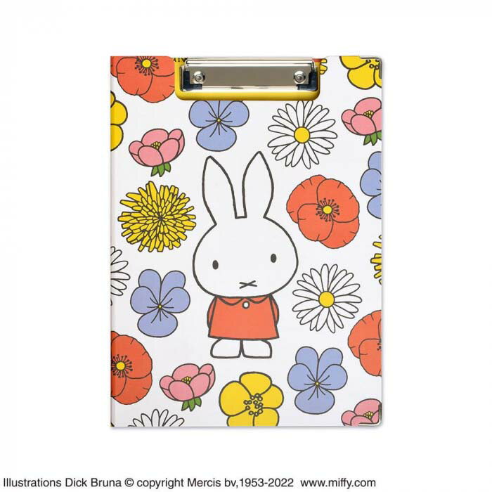 乐天商城 - ミッフィー クリップボード カラフルフラワー ホワイト/イエロー ST-ZMF0053 キャラクター 文具 事務用品 かわいい おすすめ【メール便 送料無料】