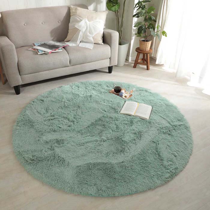 大人気ラグ！洗えるスベリ止め付きマイクロファイバーロングシャギーラグ シフォン 直径約140cm 円形 丸型 ラウンド サークル ホットカーペット対応 抗菌 消臭 手洗い すべり止め付き 一人暮らし リビング 子供部屋