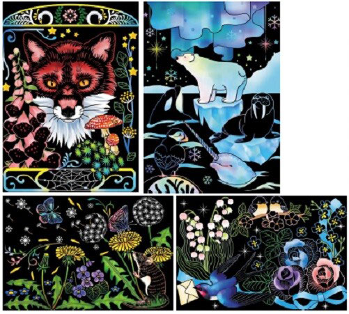 【送料無料】心がやすらぐスクラッチアート 季節の花と動物たち コスミック出版 専用ペン付き ポストカードサイズ 花 動物 リラックス ホログラムシート 癒し 趣味 大人向け 気分転換【メール便 送料無料】