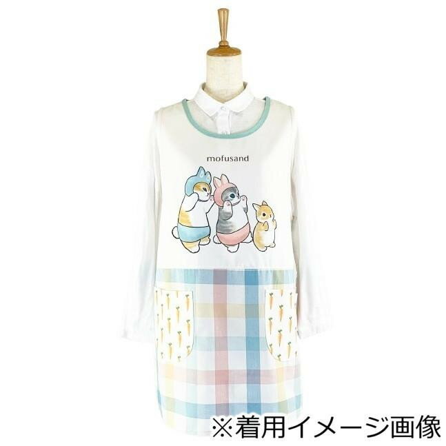 mofusand モフサンド プリントエプロン うさにゃん OA43839-51 M-L 【メール便】