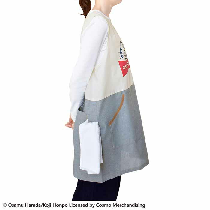 OSAMU GOODS オサムグッズ エプロン ジル＆キャットアイボリー/ブルー ST-IO0001 調理 母の日 保育士 幼稚園 先生 料理教室 クッキング 陶芸 ガーデニング キッチン プレゼント ねこ ネコ 猫 ねこ柄【メール便】