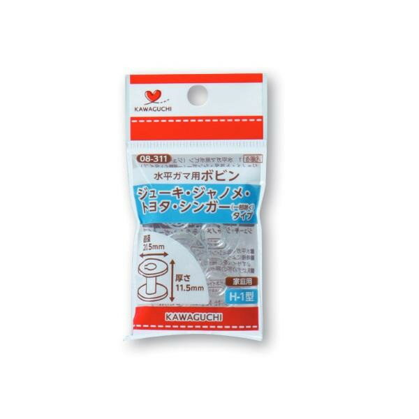 水平ガマ用のボビンです。家庭用ミシンでお使いいただけます。fk094igrjs家庭用ミシンでお使いいただけます。サイズ個装サイズ：2×10×6cm重量約6g個装重量：20g素材・材質ポリカーボネイト樹脂仕様5コ入生産国日本