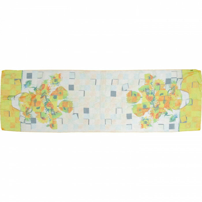 名画モザイクアートシリーズ ストール ゴッホ「ひまわり」 AM-01701 45×165cm ファッション小物 総柄 