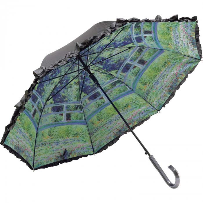 Rakuten - 名画フリルジャンプ傘 晴雨兼用 モネ「睡蓮の池と日本の橋」 AU-02620