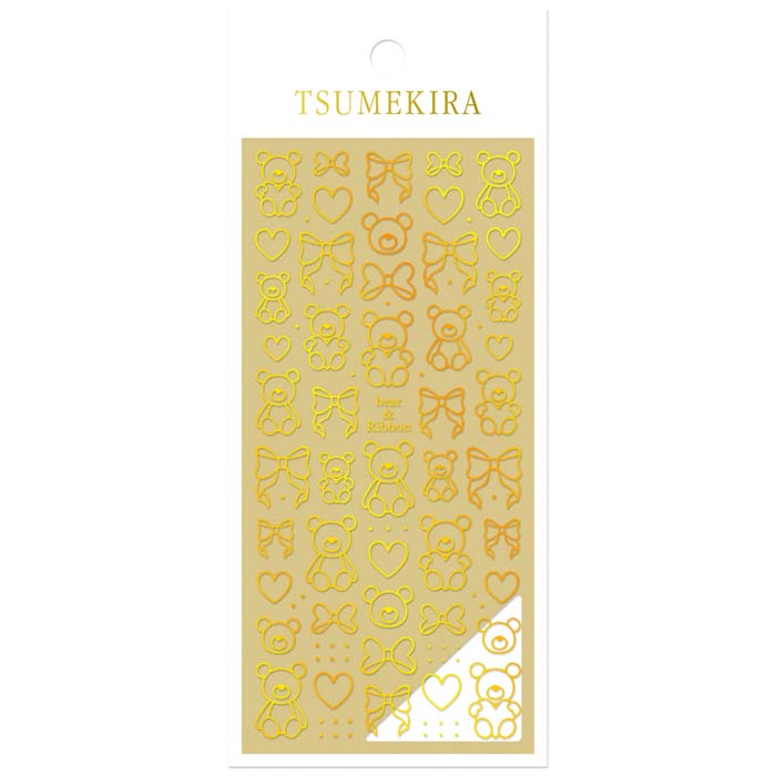 TSUMEKIRA(ツメキラ) ネイルシール honchan プロデュース bear＆Ribbon gold ジェ...