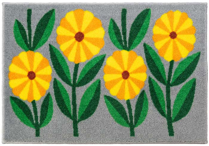 Rakuten - AMARILLO 45×65cm 花柄 モダン クリーンテックス 玄関マット マット 室内用 屋内 足ふきマット 洗える 吸水 すべり止め 日本製