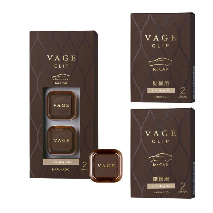 【SG】車用芳香・消臭剤 バーグ クリップ2個セット(リッチマグノリア)+詰替用(2個入)×2 /日本製