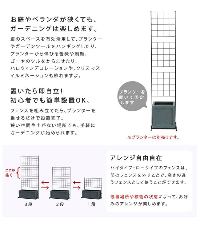 プランター台付フェンス（スリムタイプ）「グラフ」【送料無料　フェンス　ゲート...