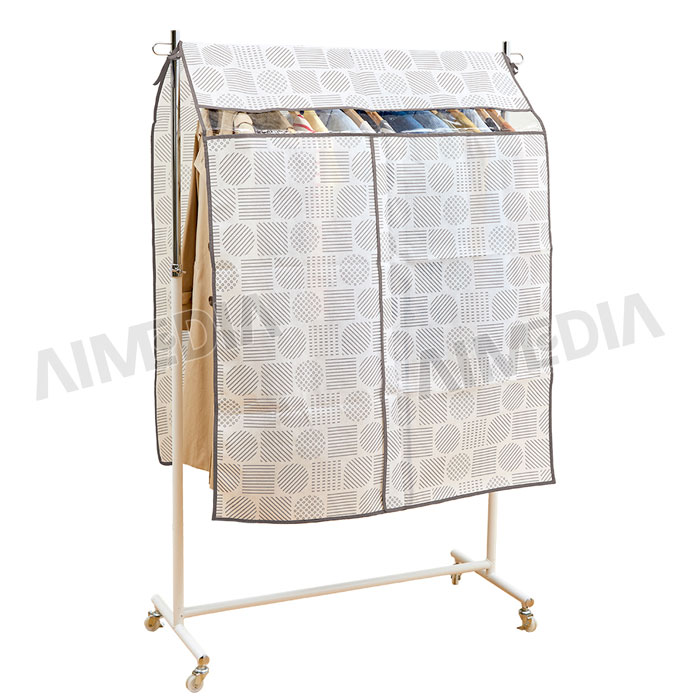 【楽天スーパーSALE_10%OFF】中身が分かる透明窓付き ハンガーラックカバー 北欧柄 1009451 衣類カバー 服カバー 衣類収納 収納用品 ほこりよけ