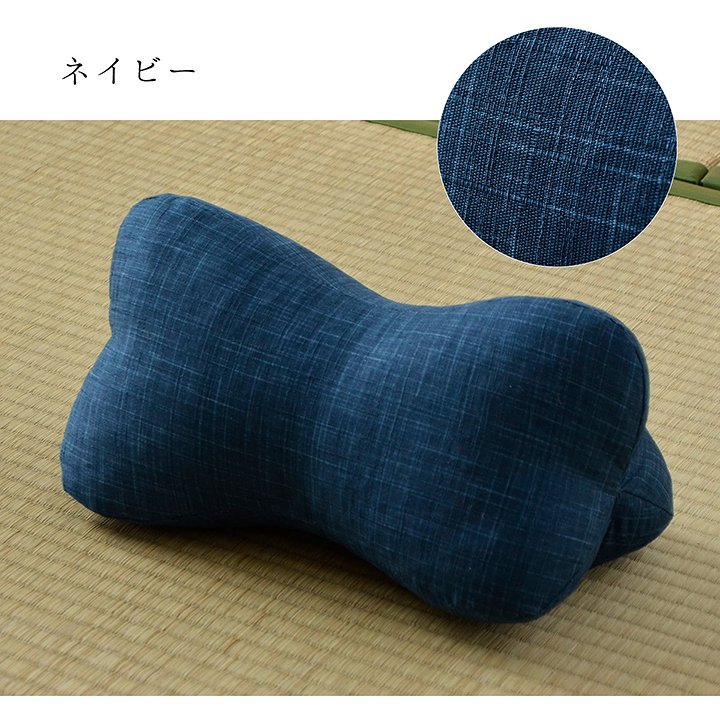 足枕 ほね枕 足枕 ネイビー 寝具 枕 くつろぐ もっちり 機能性 お昼寝 低反発チップ パイプ 日本製 約35×17cm