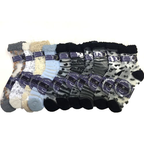 【WG】レディース ソックス 婦人 シルク混 シースルーソックス【くちゴムゆったり】 50足セット/10足セット