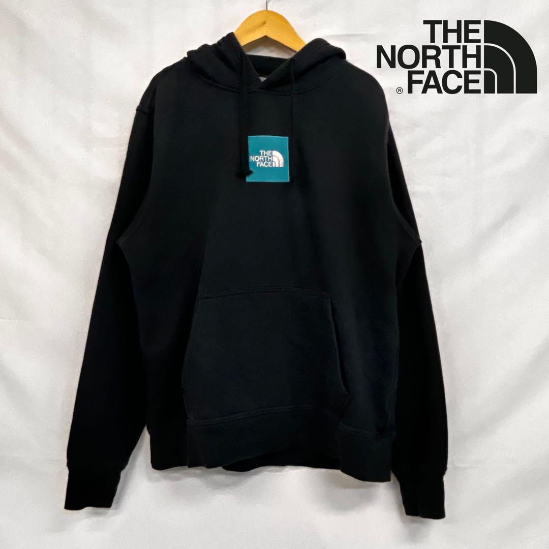 【即日配送】ノースフェイス フードパーカー メンズ M ブラック黒 刺繡ワッペン 裏起毛 美品【送料無料】(4)