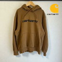 【即日配送】Carhartt カーハート フードパーカー メンズ M ブラウン 茶色 裏起毛 刺繡ロゴ ビッグロゴ 美品【送料無料】