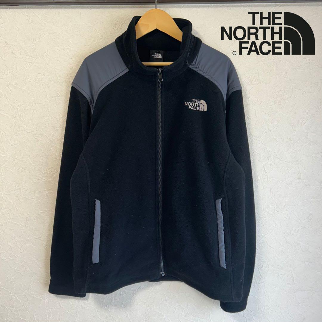 【即日配送】THE NORTH FACE ザノースフェイス フリースジャケット メンズ M ブラック 黒 異素材 刺繡ロゴ 訳あり【送料無料】