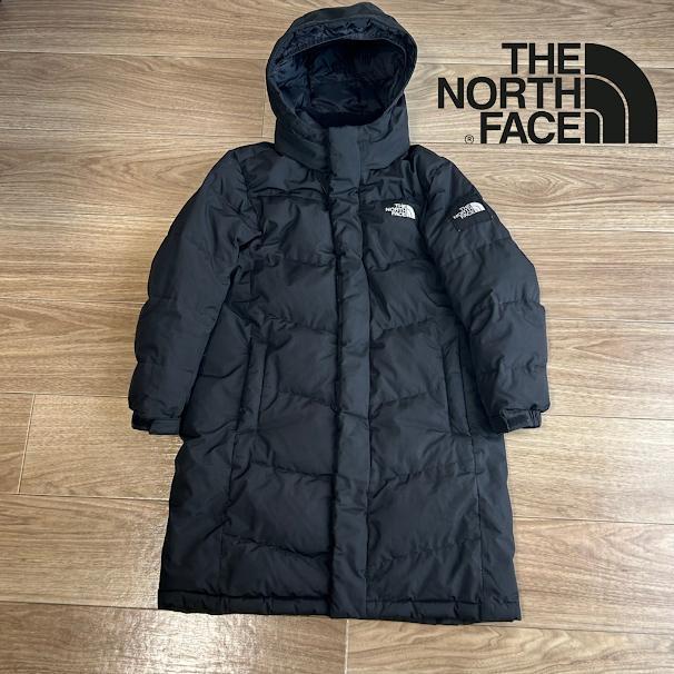 【即日配送】THE NORTH FACE ザノースフェイス ダウンジャケット キッズ 130cm ブラック 黒 刺繡ロゴ 刺繍ワッペン ロング丈 ...