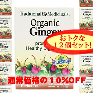 【送料無料】ジンジャーティー 16ティーバッグ×12個セット食後もすっきり♪カフェイン、カロリーゼロ オーガニック100% 【お徳用セット販売】ジンジャーティー 16ティーバッグ×12個セット