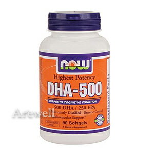手軽に不足しがちな必須脂肪酸を！【お徳用】DHA 500mg 180ソフトジェルnow foods（ナウフーズ社）