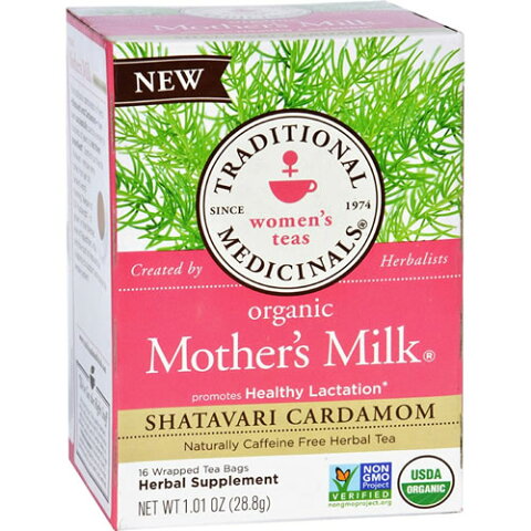オーガニック 母乳サポート マザーズミルクティー シャタバリカルダモン配合 カフェインフリー（母乳用ハーブティー） 16ティーバッグ授乳期ママサポートに♪有機マザーズミルクハーブティー母乳育児用 ミルクハーブティー