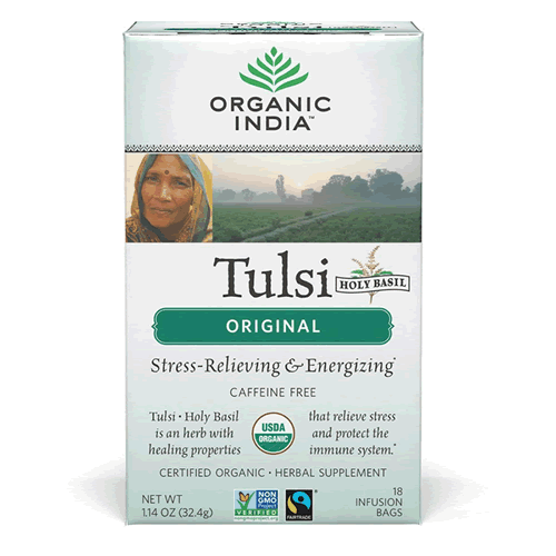 Tulsi トゥルシーティー オリジナルカフェインフリー 18ティーバッグ×3箱 ORGANIC INDIA(オーガニックインディア社) グルテンフリー、コーシャー、USDA認定アイスで飲んでもホットでも◎カフェインフリーが嬉しいアダプトゲンハーブティー