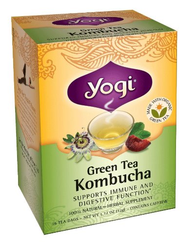 コンブチャ（コンブ茶） 16ティーバッグ×12箱 yogi tea（ヨギティー）のKombucha（こんぶちゃ、こんぶ茶）オーガニック緑茶と紅茶キノコ（紅茶きのこ）のコラボ ハリウッドで火がついたハーブティーでダイエット ミント味をブレンドして飲みやすい